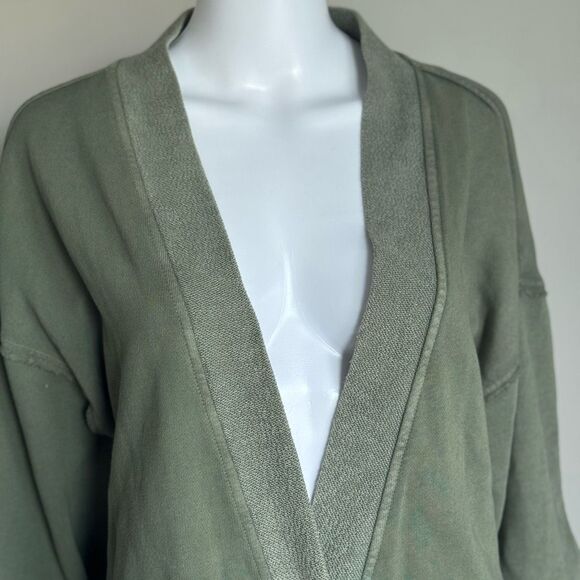 Aerie  Long Sweatshirt Cardigan Size L Olive Green - Picture 2 of 6